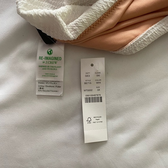 NWT J.CREW white textured one shoulder bikini bathing suit top size 3x - Picture 7 of 9